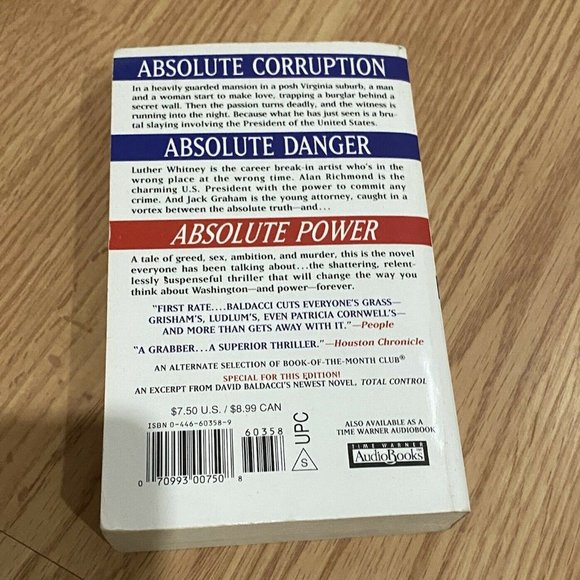 Absolute Power by David Baldacci Paperback Novel - Picture 2 of 7